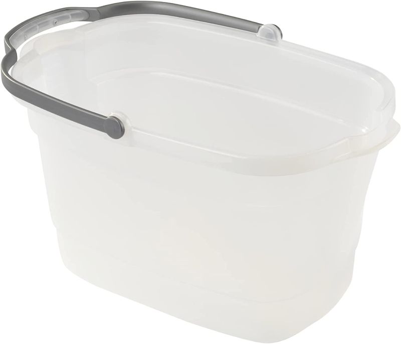 Photo 1 of Casabella Plastic Rectangular Cleaning Bucket with Handle, Clear, 4 Gallon
