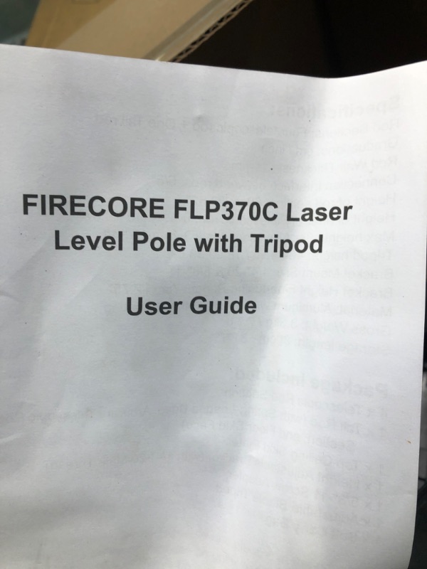 Photo 2 of Firecore 12 Ft./3.7M Professional Laser Level Pole with Tripod and 1/4-Inch by 20-Inch Laser Mount for Rotary and Line Lasers, Adjustable Telescoping Laser Pole with 5/8"-11 Threaded Adapter-FLP370C
