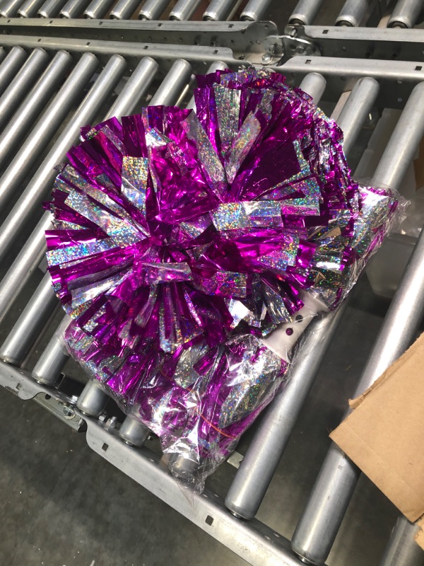 Photo 1 of AimtoHome Metallic Cheerleading Pom Poms Cheerleader Cheering Squad Pompoms with Baton Handle for Team Spirit Sports Dance Cheering Kids Adults 3 SETS OF 2
