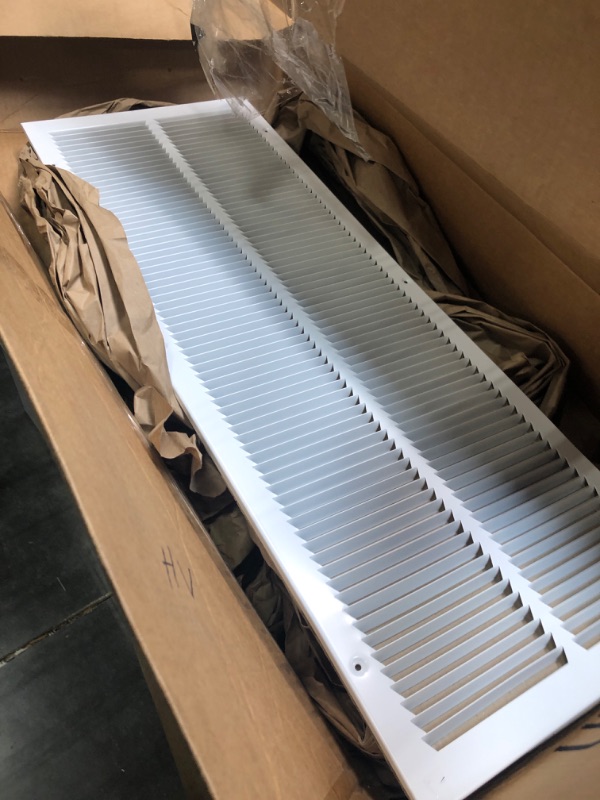 Photo 2 of 12"w X 36"h Steel Return Air Grilles - Sidewall and Ceiling - HVAC Duct Cover - White [Outer Dimensions: 13.75"w X 37.75"h] 12 X 36 White