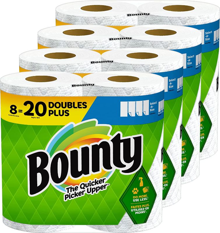 Photo 1 of Bounty Select-A-Size Paper Towels, White, 8 Double Plus Rolls = 20 Regular Rolls (Packaging May Vary)
