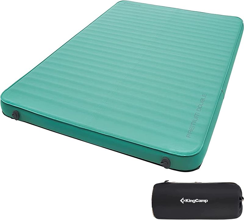 Photo 1 of KingCamp Double Self Inflating Sleeping Pad 3D Sides Camping Mattress 2 Person Thick Foam Pad 9.5 R-Value Queen Size Outdoors Air Mat 79.1"x 50.3"x 3.0", Green
