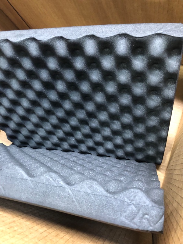 Photo 4 of BXI Soundproofing Closed Cell Foam - 2 Pack Self-Adhesive 16'' X 12'' X 1.8'' Thickened Egg Crate Sound Proof Foam - Acoustic Foam Panels Great for Noise & Thermal Insulation (Black) 1.8'' Thickness Black - 2 Pack