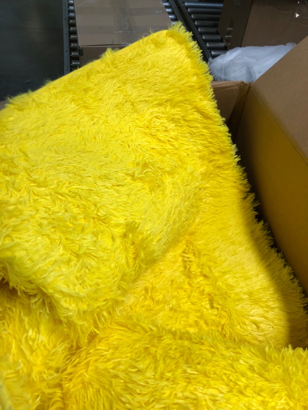 Photo 2 of Amearea Premium Soft Fluffy Rug Modern Shag Carpet, 5' x 7', Fuzzy Plush Rugs for Living Room Bedroom Kids Room Home Decor, Nursery Non Slip Indoor Shaggy Carpets, Yellow 5.3x7.5 Feet Yellow