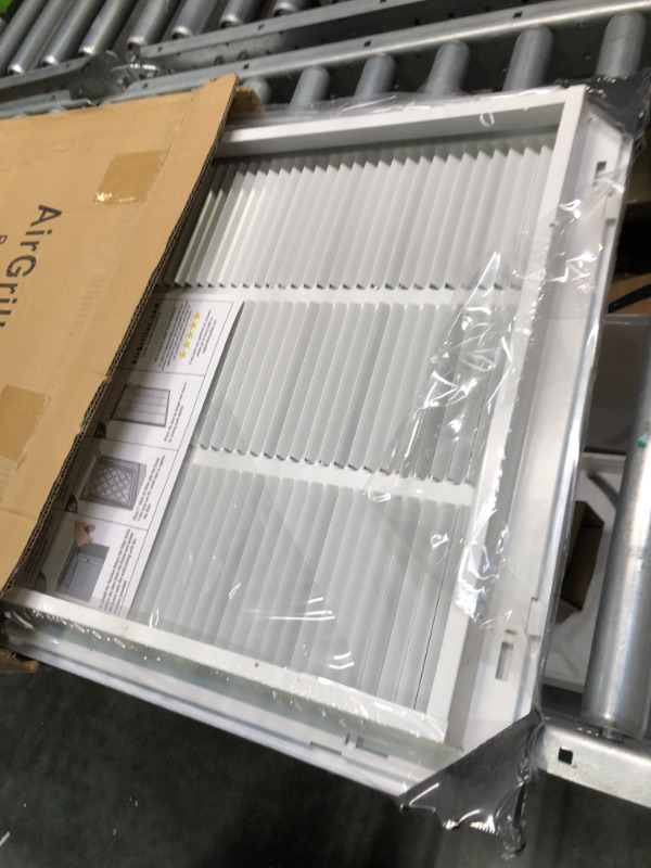Photo 2 of 18"W x 18"H [Duct Opening Size] Steel Return Air Filter Grille (AGC Series) Removable Door, for 1-inch Filters, Vent Cover Grill, White, Outer Dimensions: 20 5/8"W X 20 5/8"H for 18x18 Opening Duct Opening Size: 18"x18"