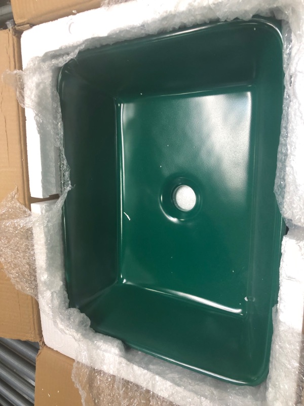Photo 1 of 19 Inch Above Counter Bathroom Sink-Hovheir 19X15 Inch Rectangular Bathroom Vessel Sink Above Counter Vessel Sink Green Ceramic Bowl Sink Art Basin Green Basin