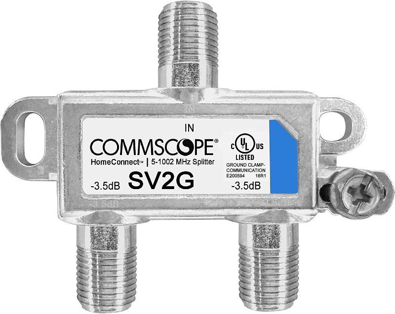 Photo 1 of Commscope SV2G HomeConnect 2-Way Coaxial Cable Splitter 5-1002 MHz CATV 120 dB 75 ohm IndoorOutdoor 6PC / CABLE INCLUDED