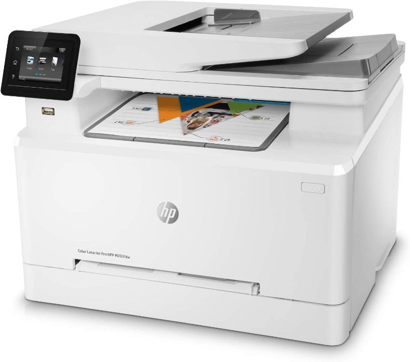 Photo 1 of HP Color LaserJet Pro M283fdw Wireless All-in-One Laser Printer, Remote Mobile Print, Scan & Copy, Duplex Printing, Works with Alexa (7KW75A), White