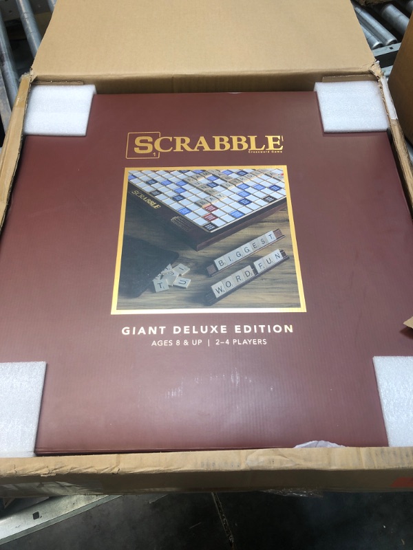 Photo 3 of WS Game Company Scrabble Giant Deluxe Edition with Rotating Wooden Board open box but new 