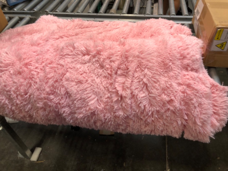 Photo 3 of Bedsure Faux Fur Pink Throw Blanket – Fuzzy, Fluffy, and Shaggy Pink Blankets, Soft and Thick Sherpa, Cozy Warm Decorative Gift, Throw Blankets for Couch, Sofa, Bed, 50x60 Inches, 640 GSM
