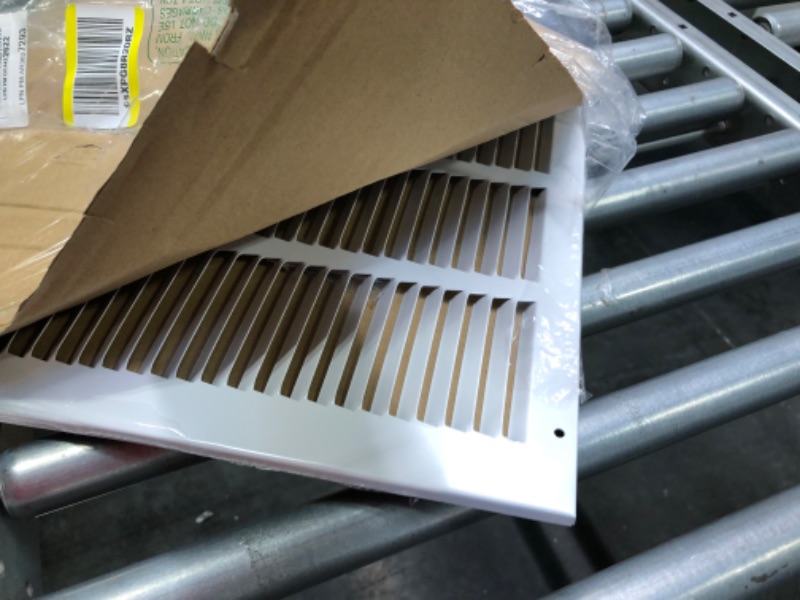 Photo 3 of 16"W x 16"H [Duct Opening Size] Steel Return Air Grille (AGC Series) Vent Cover Grill for Sidewall and Ceiling, White | Outer Dimensions: 17.75"W X 17.75"H for 16x16 Duct Opening 16"W x 16"H [Duct Opening]
*SLIGHTY BENT/WARPED*