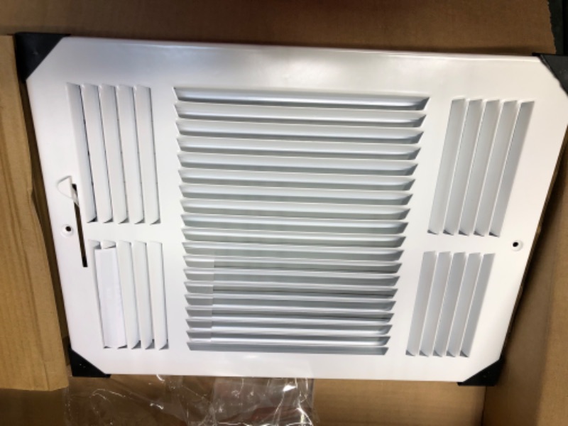 Photo 3 of 14" X 10" 3-Way AIR Supply Grille - Vent Cover & Diffuser - Flat Stamped Face - White [Outer Dimensions: 15.75"w X 11.75"h] 14 x 10 - 3 Way White