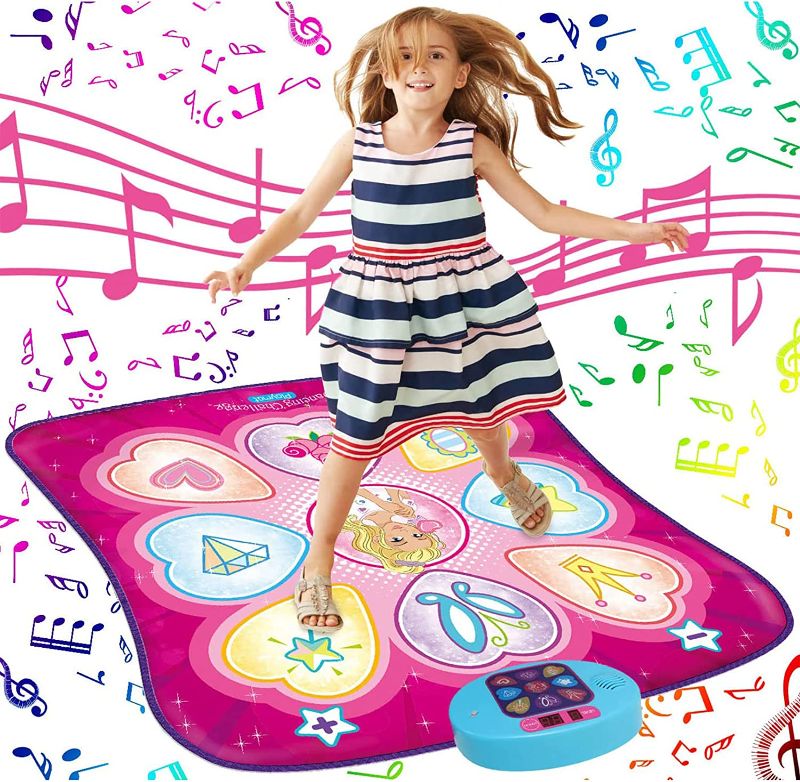 Photo 1 of SUNLIN Dance Mat - Dance Mixer Rhythm Step Play Mat - Dance Game Toy Gift for Kids Girls Boys - Dance Pad with LED Lights, Adjustable Volume, Built-in Music, 3 Challenge Levels (3-12 Years Old)
