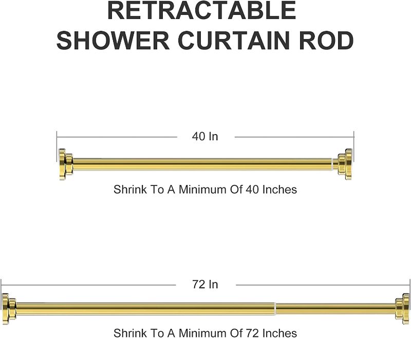 Photo 1 of Ausemku Shower Curtain Rod Tension - 40-72 Inch Never Rust Non-Slip Spring Tension Curtain Rod No Drilling Stainless Steel Curtain Rod Use Bathroom Kitchen?Gold?
