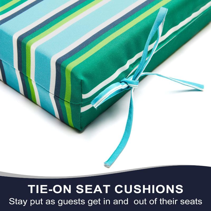 Photo 1 of Basic Beyond Outdoor Chair Cushions for Patio Furniture - Square Corner Outdoor Chair Cushions Set of  2, Waterproof Seat Cushions with Ties, 18.5"x16"x3", 