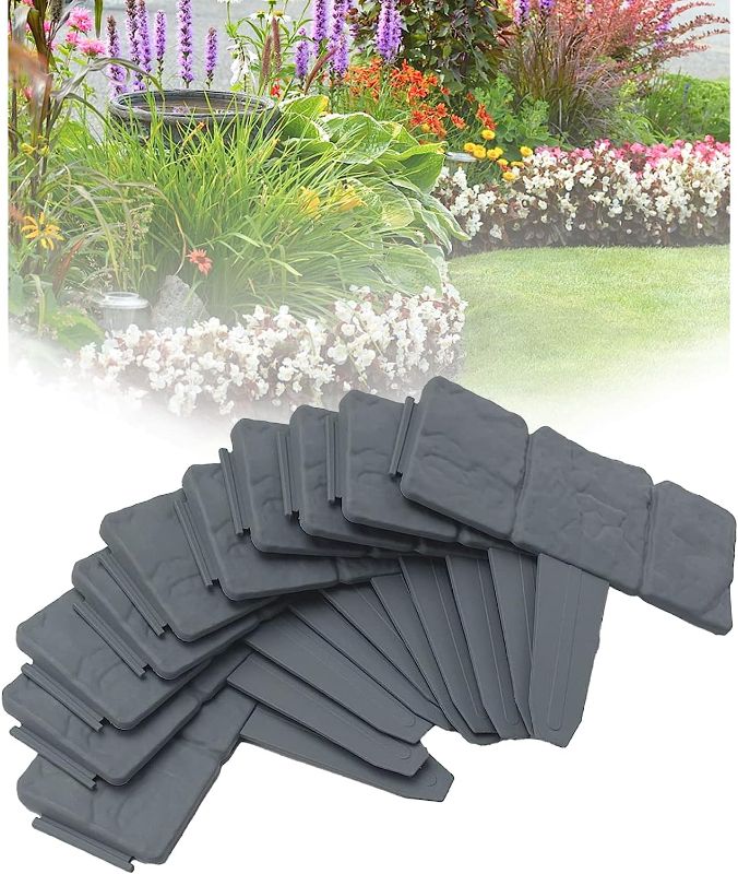 Photo 1 of arden Edging Border, 16ft Landscaping Border Edging for Flower Bed Edging Borders, Garden Landscape Edging Borders for Flower Bed, Garden Borders and Edging for Landscaping (Gray, 20 PCS)