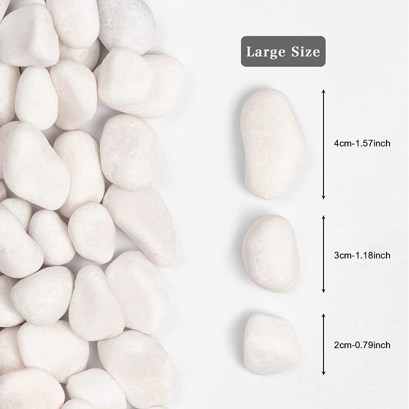 Photo 1 of Ausluru 11lbs Natural River Rocks Polished Pebbles for Plants Garden Decorative Stones, Ideal for Fish Tank, Vases, Succulents, Crafting, Home Decor and Garden Landscaping, Large White
