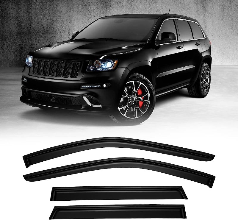 Photo 1 of CMVT Auto Window Visor Vent Shade Deflector for 2011 2012 2013 2014 2015 2016 2017 2018 2019 2020 2021 Jeep Grand Cherokee (NOT for Grand Cherokee L), Tape-On,