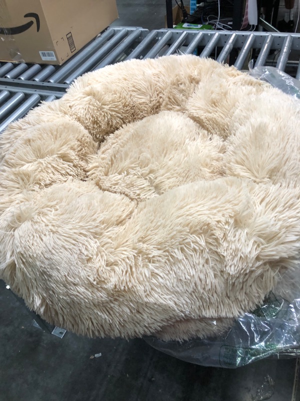 Photo 3 of Best Friends by Sheri The Original Calming Donut Cat and Dog Bed in Shag Fur Taupe, Medium 30x30
