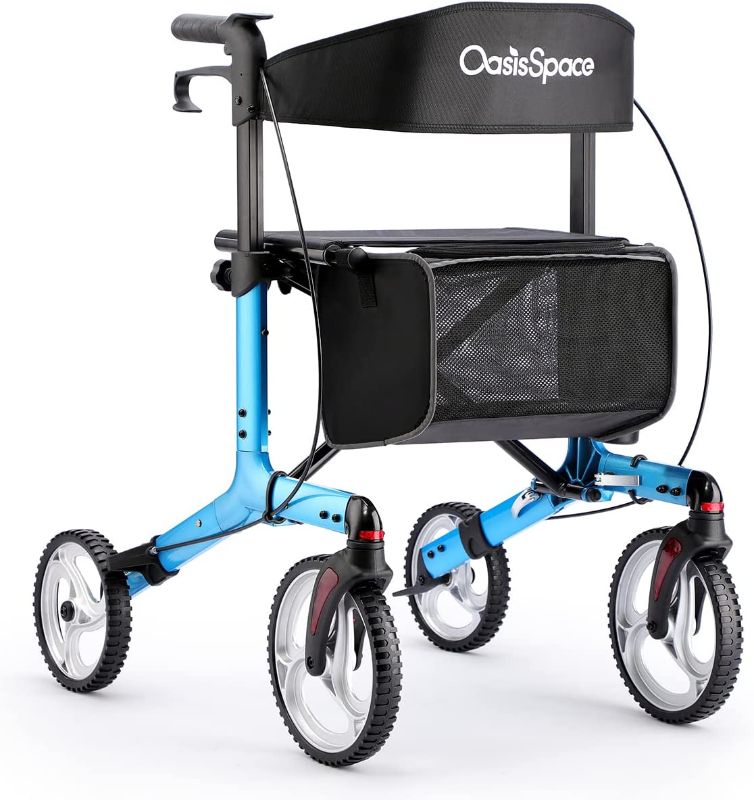 Photo 1 of 
OasisSpace Foldable Rollator Walker with Seat (Blue)