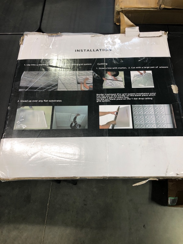 Photo 1 of Art3d Drop Ceiling Tiles 24x24 in White (12-Pack, 48 Sq.ft), Wainscoting Panels Glue Up 2x2 24"x24" White 12