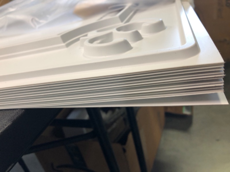 Photo 1 of Art3d Drop Ceiling Tiles 24x24 in White (12-Pack, 48 Sq.ft), Wainscoting Panels Glue Up 2x2 24"x24" White 12