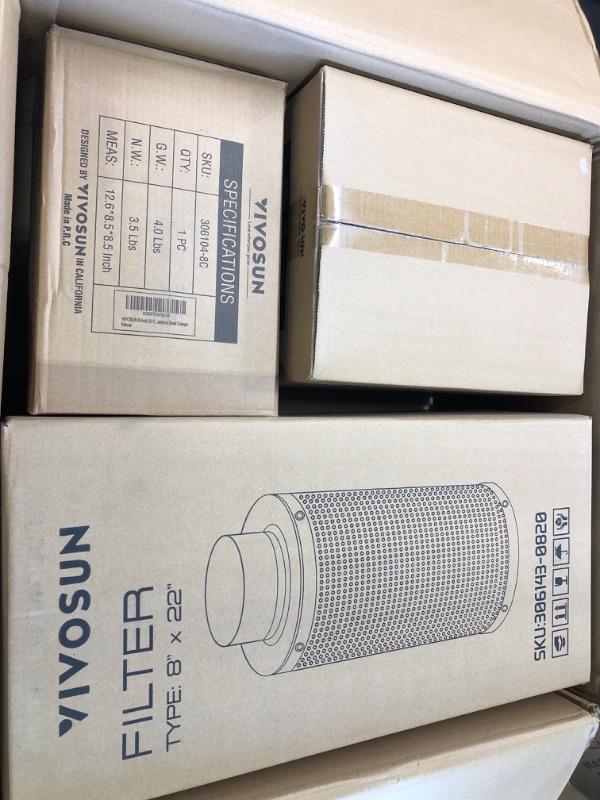 Photo 2 of VIVOSUN Ventilation Kit 8 Inch 720 CFM Inline Fan with Speed Controller, 8 Inch Carbon Filter and 25 Feet of Ducting for Grow Tent 8 Inch w/ 25' Ducting