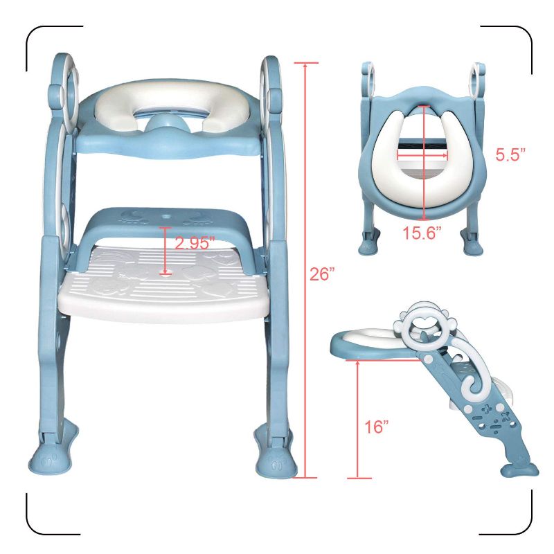 Photo 1 of GrowthPic Toddler Toilet Seat with Step Stool Ladder for Boy and Girl Baby, Potty Training Seat Kid's Toilet Trainer with Splash Guard (Blue)