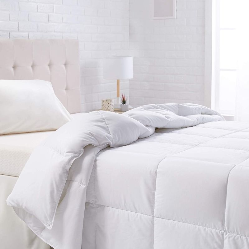 Photo 1 of Amazon Basics Down Alternative Bedding Comforter Duvet Insert - King, White, All-Season