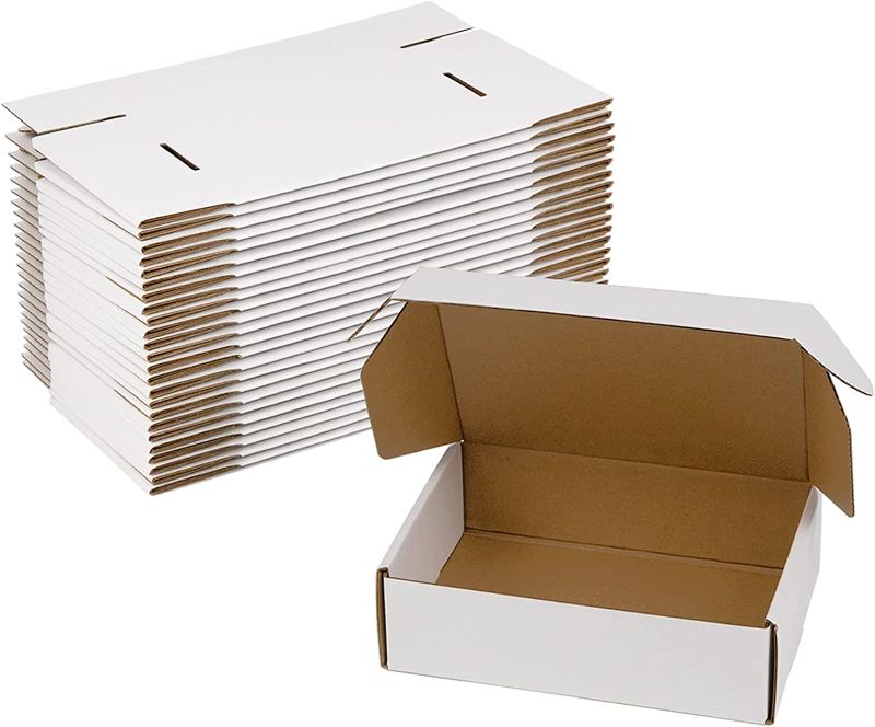 Photo 1 of 7x5x2 Inches Shipping Boxes Pack of 25, White Corrugated Cardboard Boxes for Small Bussiness