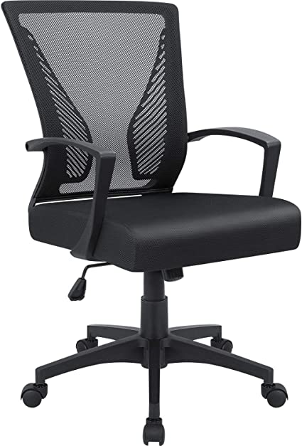 Photo 1 of Furmax Office Chair Mid Back Swivel Lumbar Support Desk Chair, Computer Ergonomic Mesh Chair with Armrest (Black)