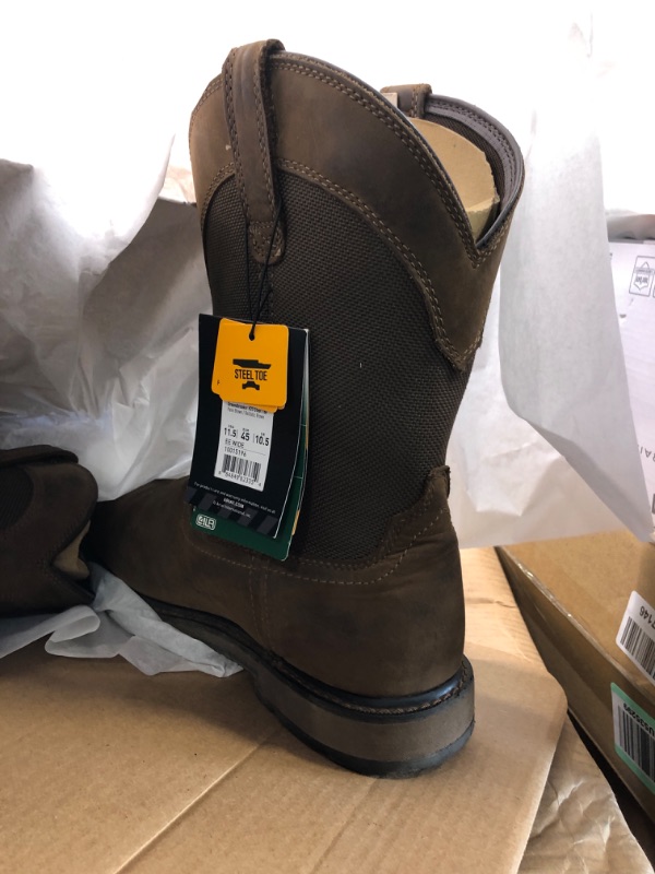 Photo 2 of Ariat Groundbreaker Wide Square Toe Waterproof Steel Toe Work Boots - Men’s Leather Country Work Boot 11.5 Wide Palm Brown/Ballistic Brown