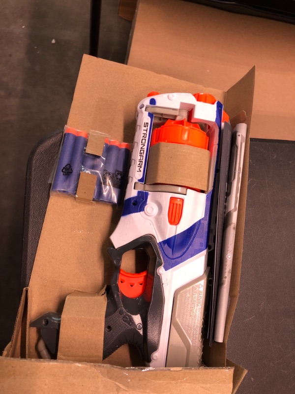 Photo 2 of Nerf N Strike Elite Strongarm Toy Blaster With Rotating Barrel, Slam Fire, And 6 Official Nerf Elite Darts For Kids, Teens, And Adults(Amazon Exclusive)