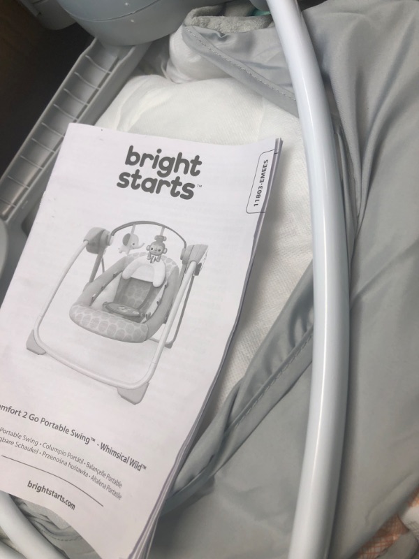Photo 1 of Bright Starts Whimsical Wild Portable Compact Automatic Deluxe Baby Swing with Music and Taggies, Newborn and up