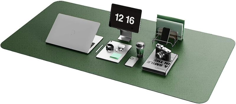 Photo 1 of YSAGi Non-Slip Desk Pad,Mouse Pad,Waterproof PVC Leather Desk Table Protector,Ultra Thin Large Desk Blotter, Easy Clean Laptop Desk Writing Mat for Office/Home(Olive Green, 47.2" x 23.6")-No Band