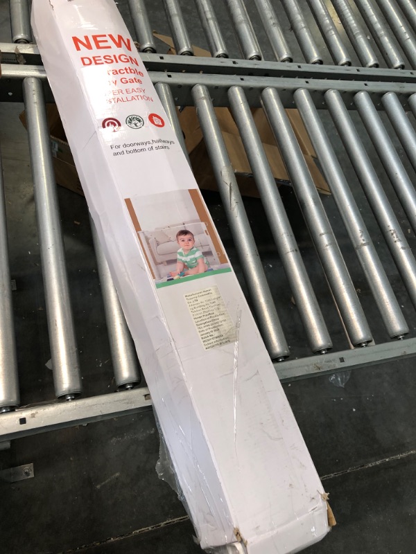 Photo 1 of Cumbor Retractable Baby Gates for Stairs, Mesh Pet Gate 33" Tall, Extends to 55" Wide, Extra Wide Dog Gate for the House, Long Child Safety Gates for Doorways, Hallways, Cat Gate Indoor/Outdoor(White)