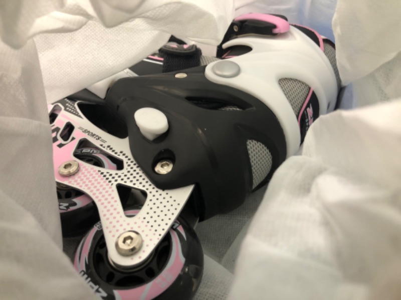 Photo 2 of 2PM SPORTS Cytia Pink Girls Adjustable Illuminating Inline Skates with Light up Wheels, Fun Flashing Beginner Roller Skates for Kids Pink Small - Little Kids (10C-12.5C US)