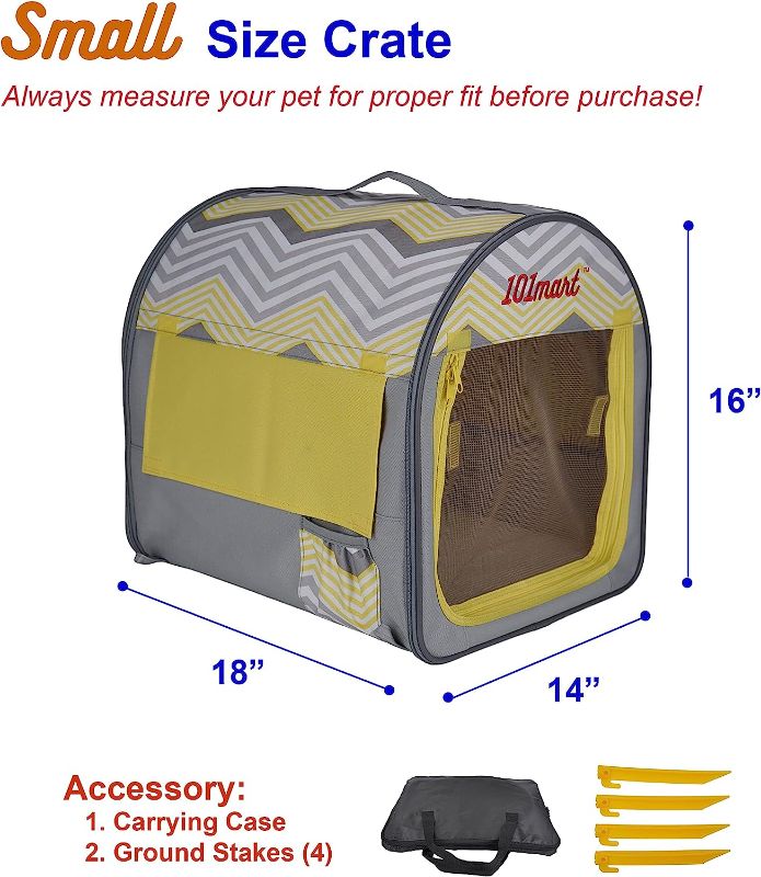 Photo 1 of 101mart Premium Soft-Sided Foldable Small Size Pet Crate | Portable Pet Kennel for Home and On The Go | Made from Durable Water-Resistant Canvas Fabric | Perfect for Indoor and Outdoor Use
