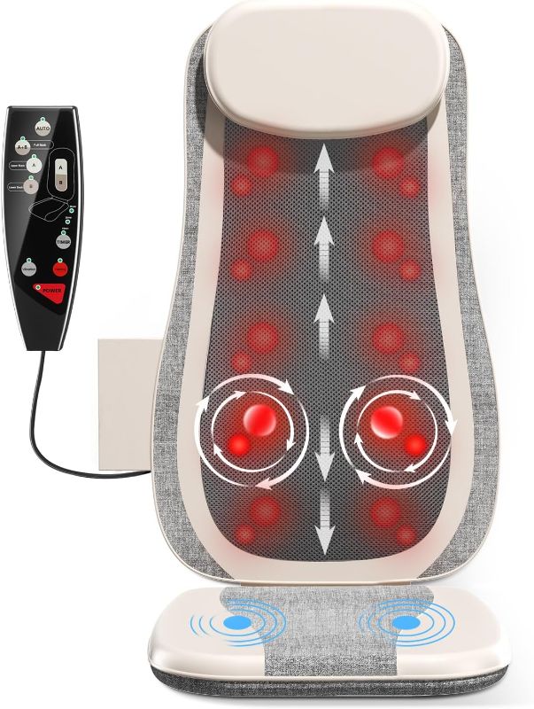 Photo 1 of AIRSIDUN Shiatsu Back Massager with Heat Massage Chair Pad Portable for Back Pain Relief 3D Kneading Full Body Neck and Back Massager for Car Seat Cushion Bed Home Office Father's Day Gifts for Dad