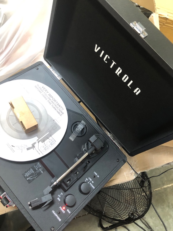 Photo 3 of Victrola Vintage 3-Speed Bluetooth Portable Suitcase Record Player with Built-in Speakers | Upgraded Turntable Audio Sound| Includes Extra Stylus | Black, Model Number: VSC-550BT-BK, 1SFA