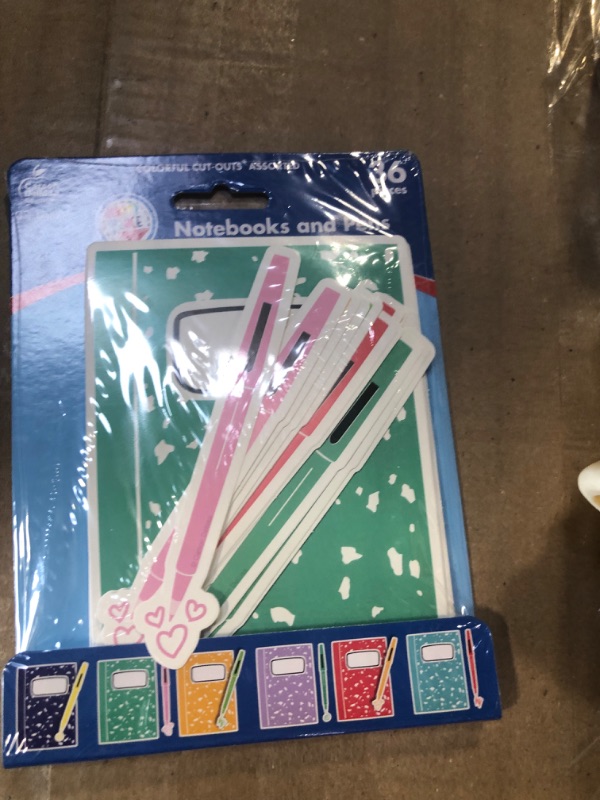 Photo 1 of Carson Dellosa Happy Place 36 Piece Notebook and Pen Bulletin Board Cutouts Notebooks and Pens