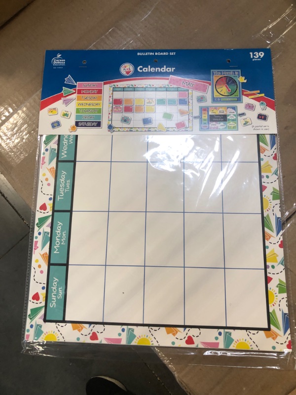 Photo 2 of Carson Dellosa Happy Place Classroom Calendar Bulletin Board Set, Calendar with Monthly Calendar Headers, Holiday, Birthday, and Blank Cover Ups, Weather, Seasons, and Days of The Week Chart (139 pc)