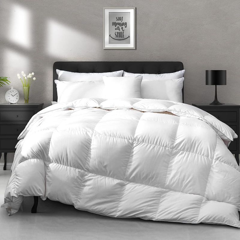 Photo 1 of APSMILE Lightweight Goose Feather Down Comforter California King Size - Cooling Bed Comforter, Hotel Collection 750 Fill-Power Thin Duvet Insert for Warm Weather/Hot Sleepers, 120 x120 , White