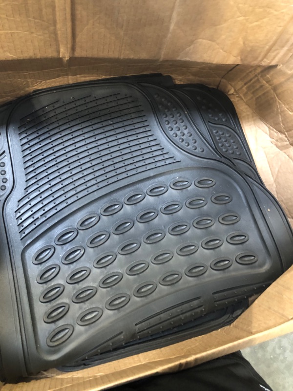 Photo 2 of Automotive Floor Mats Solid Black ClimaProof for all weather protection Universal Fit Trimmable Heavy Duty fits most Cars, SUVs, and Trucks, 3pc Full Set FH Group F11306BLACK