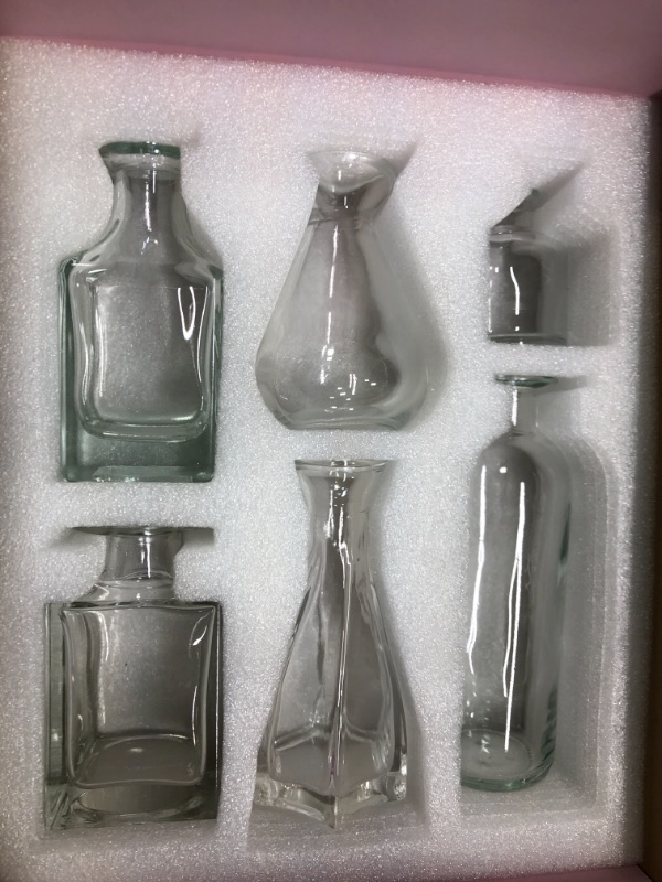 Photo 4 of Paisener Bud Vases Set of 10, Small Glass Vase Set, Cute Decorative Bottles for centerpieces, Can be Used as Diffuse Bottles and Apothecary Bottles, Clear Mini Vase Set (Clear, 10)