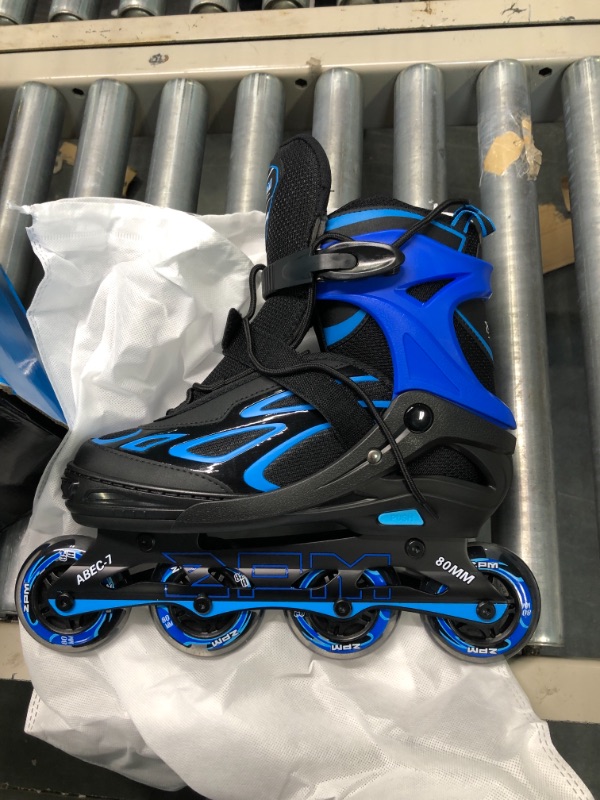 Photo 2 of 2PM SPORTS Vinal Girls Adjustable Flashing Inline Skates, All Wheels Light Up, Fun Illuminating Skates for Kids and Men Azure & Blue X-Large - Adult (8W-12W/7M-11M)