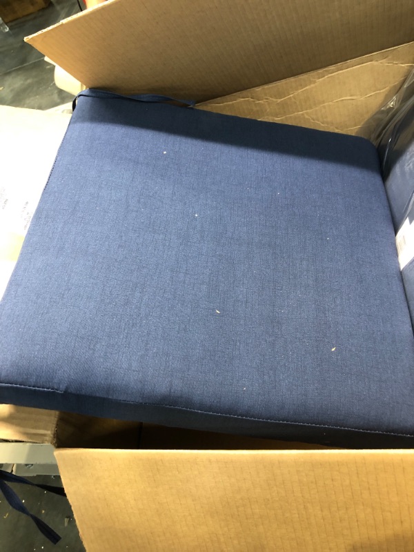 Photo 2 of Arden Selections Outdoor Cushion Pillow Back 21 x 21, Sapphire Blue Leala 21 x 21 Dining Cushion Set Sapphire Blue Leala