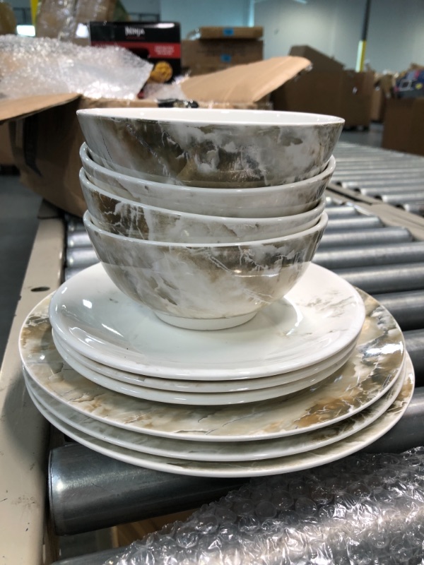 Photo 1 of 10 Piece dinnerware set - 3 plates- 3 salad plates -4 bowls - stone design