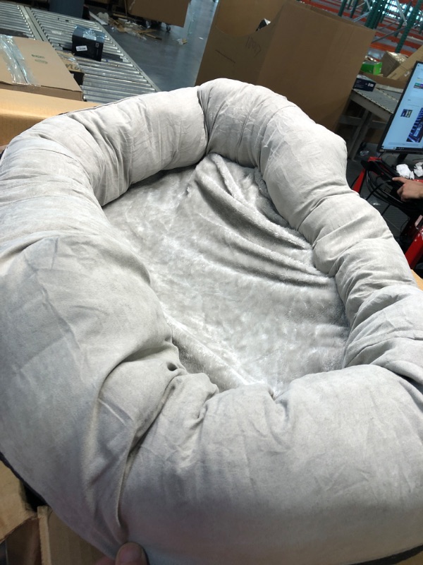 Photo 1 of BarksBar Gray Orthopedic Dog Bed - Snuggly Sleeper - with Solid Orthopedic Foam, Extra Comfy Cotton-Padded Rim Cushion Large 40" x 30"