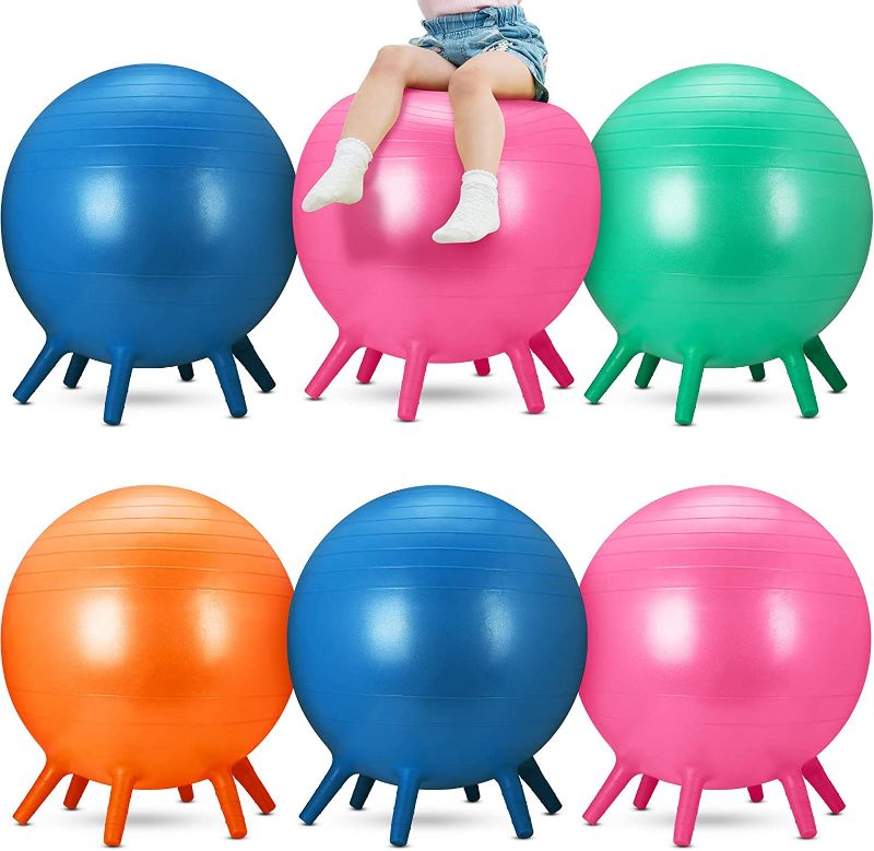 Photo 1 of 6 Pack Children's Ball for Exercise Classroom Ball Chairs Kids Yoga Ball Chair Seating Ball for Classroom Students Sitting